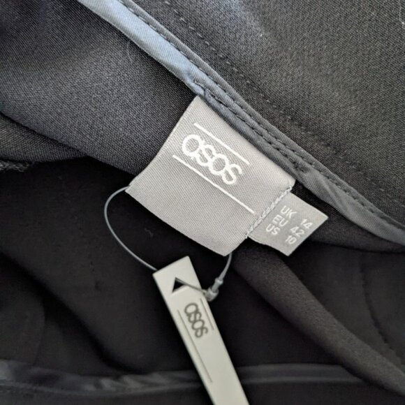 ASOS Fringe A-Line Mini Skirt 10 NEW Black White Pockets - Picture 5 of 5